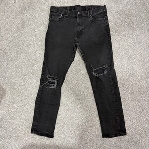 H&M Men’s Black Slim Fit Ripped Jeans (36x32)
